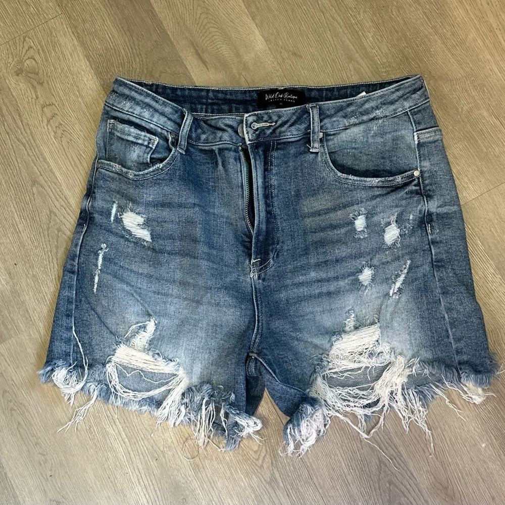 Stylish Distressed Blue Jean Shorts